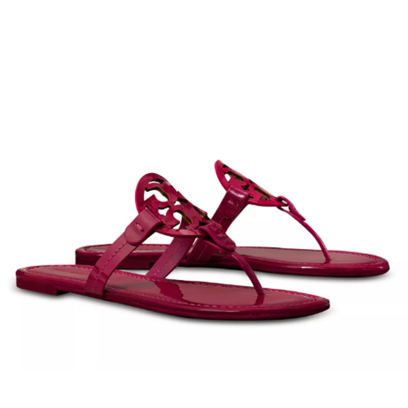NWT Tory Burch Miller Patent Leather Thong Sandals Fuschia Spark Womens Size 6 main image 3